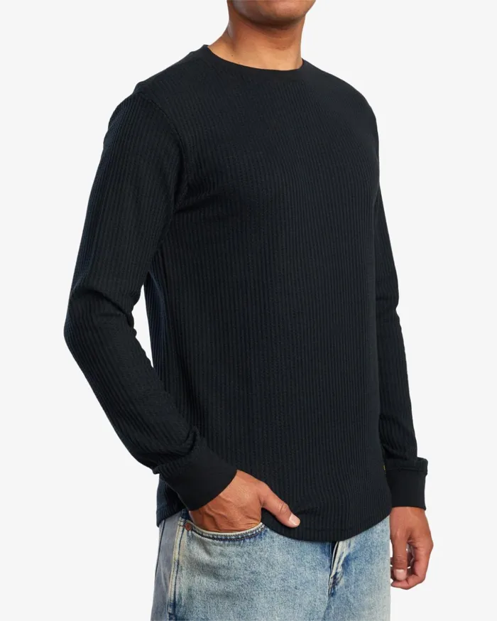 RVCA Shirts Flannels Day Shift Long Sleeve Thermal Shirt Black 8211 Men