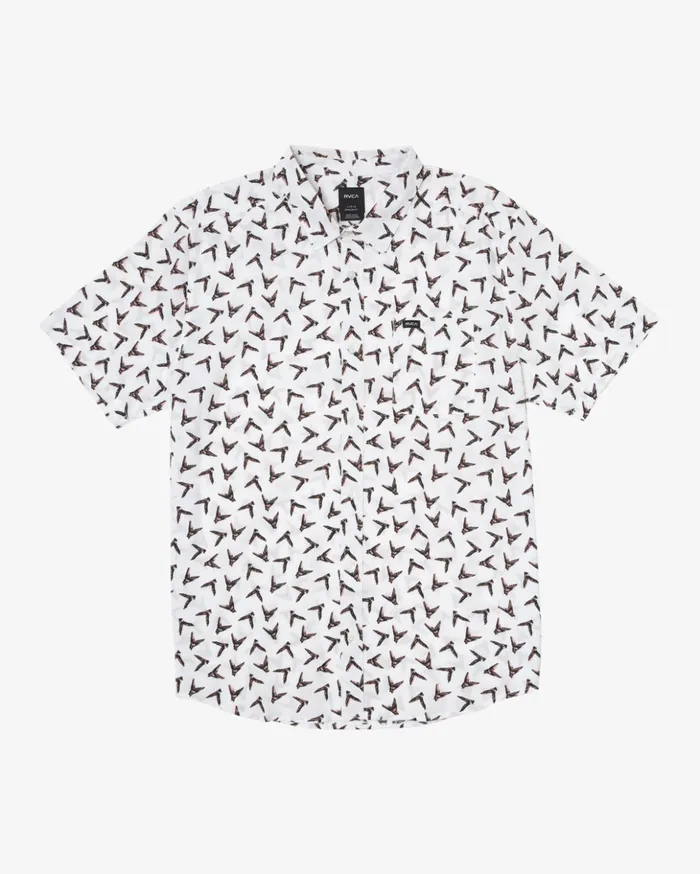 RVCA Shirts Flannels Hawaii Legend And Mana Short Sleeve Shirt Antique White 8211 Men