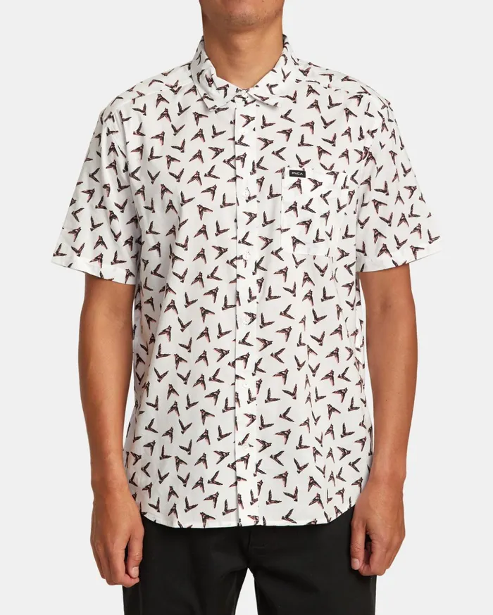 RVCA Shirts Flannels Hawaii Legend And Mana Short Sleeve Shirt Antique White 8211 Men