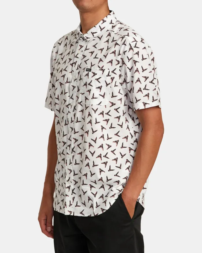 RVCA Shirts Flannels Hawaii Legend And Mana Short Sleeve Shirt Antique White 8211 Men