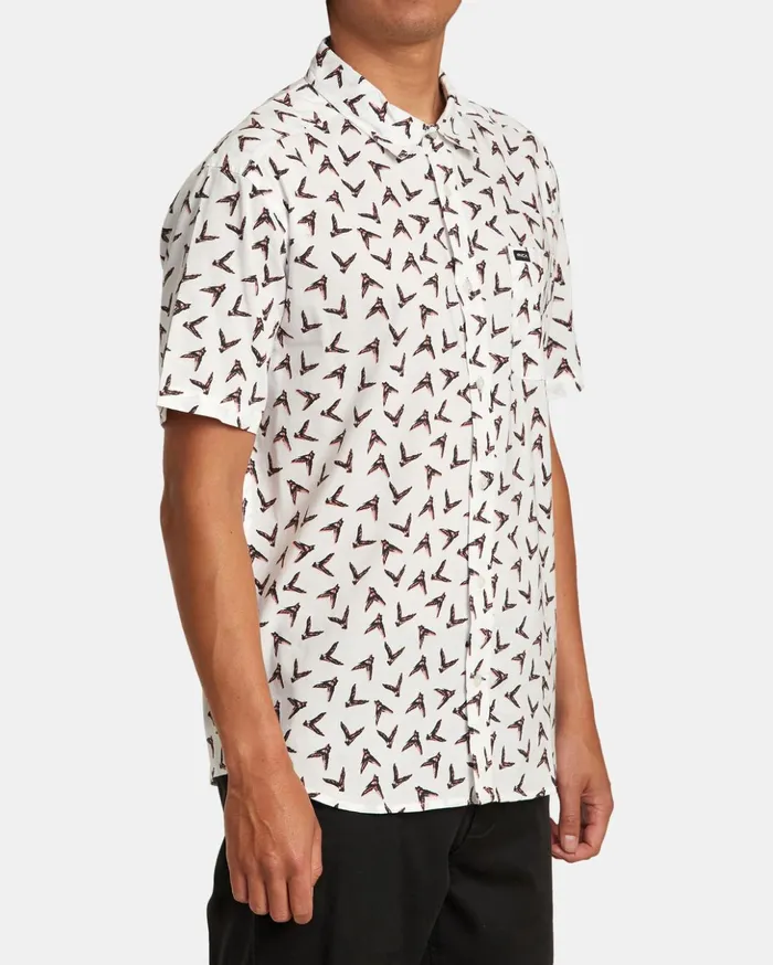 RVCA Shirts Flannels Hawaii Legend And Mana Short Sleeve Shirt Antique White 8211 Men
