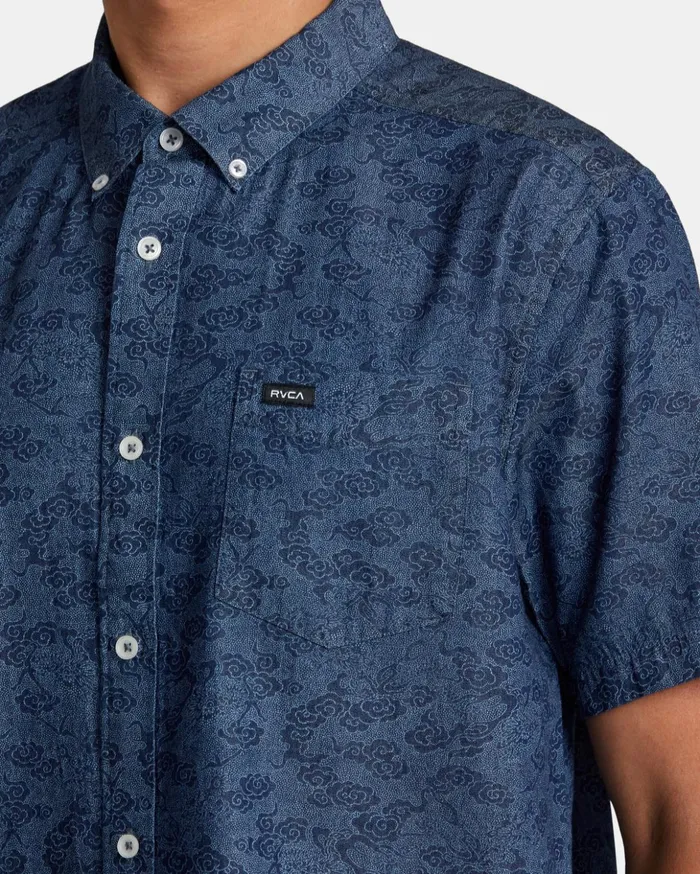 RVCA Shirts Flannels Neon Dragon Denim Short Sleeve Shirt Denim 8211 Men