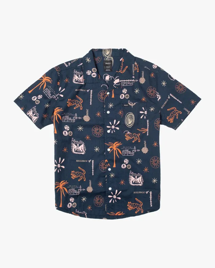 RVCA Shirts Flannels New Nates Short Sleeve Shirt Moody Blue 8211 Men