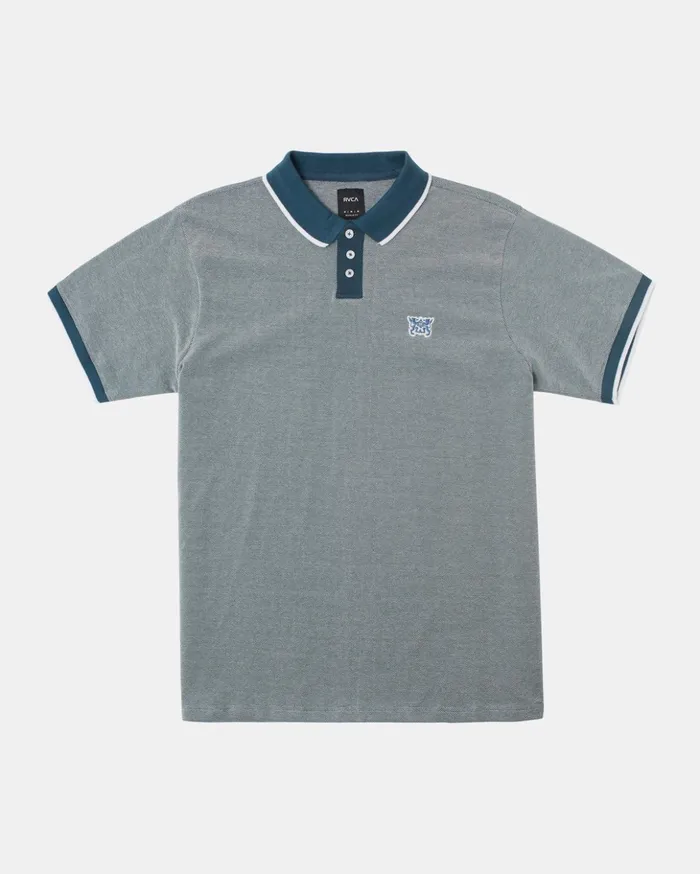 RVCA Shirts Flannels Pennant Birdseye Polo Shirt Duck Blue 8211 Men