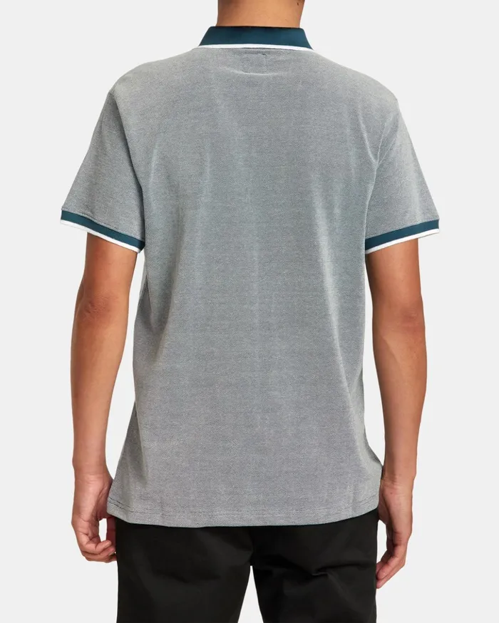 RVCA Shirts Flannels Pennant Birdseye Polo Shirt Duck Blue 8211 Men