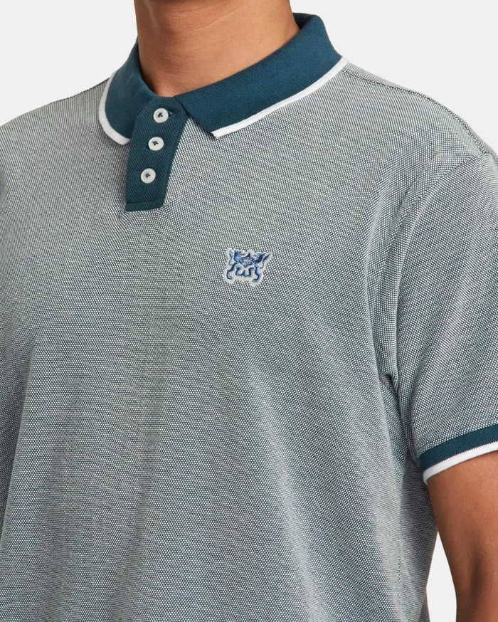 RVCA Shirts Flannels Pennant Birdseye Polo Shirt Duck Blue 8211 Men