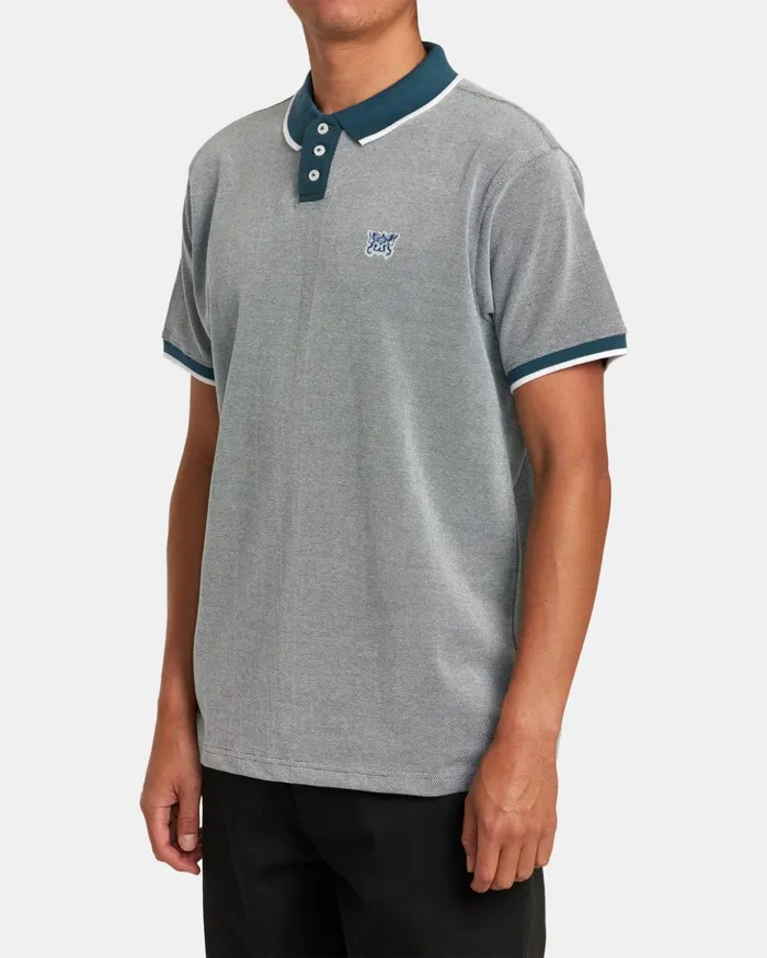 RVCA Shirts Flannels Pennant Birdseye Polo Shirt Duck Blue 8211 Men