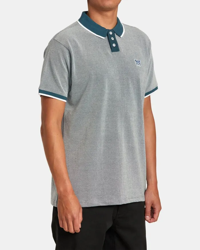 RVCA Shirts Flannels Pennant Birdseye Polo Shirt Duck Blue 8211 Men