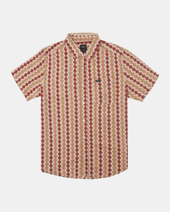 RVCA Shirts Flannels Shima Gauze Short Sleeve Shirt Cinnabar 8211 Men