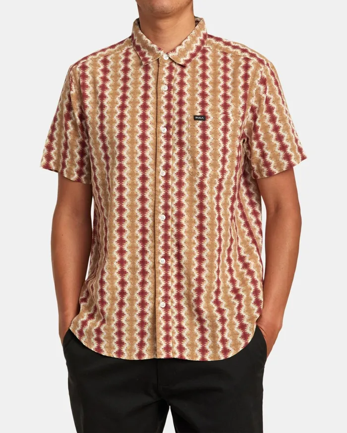 RVCA Shirts Flannels Shima Gauze Short Sleeve Shirt Cinnabar 8211 Men