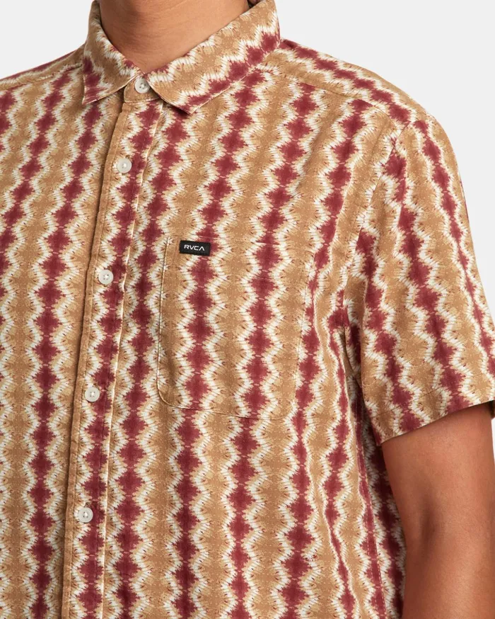 RVCA Shirts Flannels Shima Gauze Short Sleeve Shirt Cinnabar 8211 Men