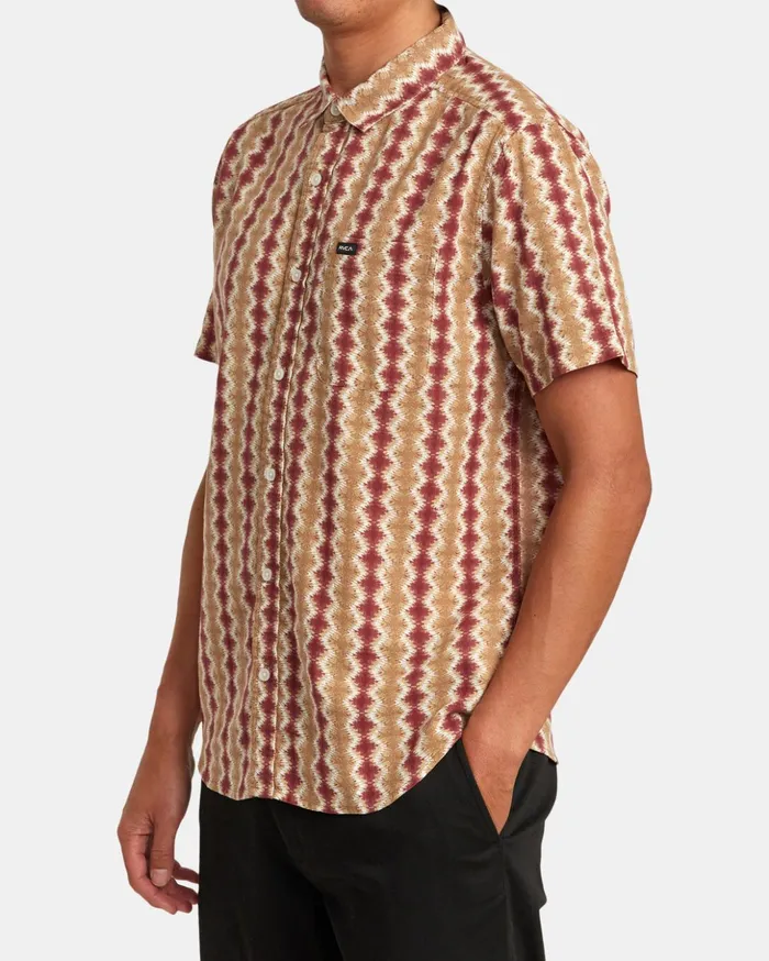 RVCA Shirts Flannels Shima Gauze Short Sleeve Shirt Cinnabar 8211 Men