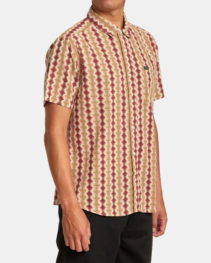 RVCA Shirts Flannels Shima Gauze Short Sleeve Shirt Cinnabar 8211 Men