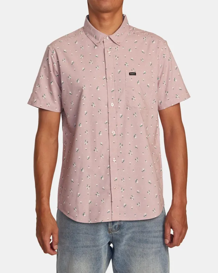 RVCA Shirts Flannels Thatll Do Print Short Sleeve Shirt Pale Mauve 8211 Men