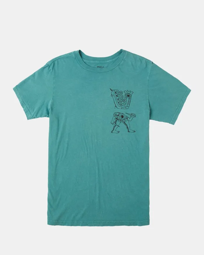 RVCA Short Sleeves Creeps Tee Teal Sunwash 8211 Men