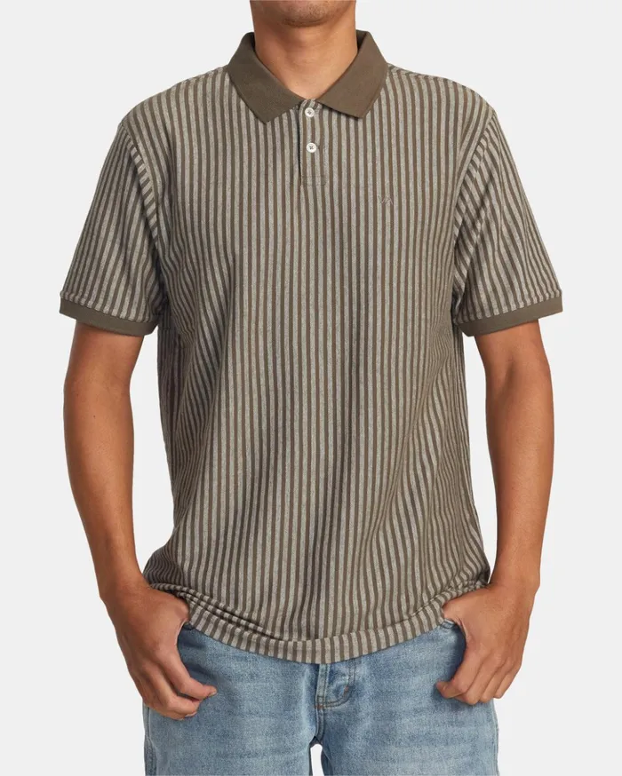RVCA Short Sleeves Marco Polo Short Sleeve Polo Shirt Mushroom 8211 Men