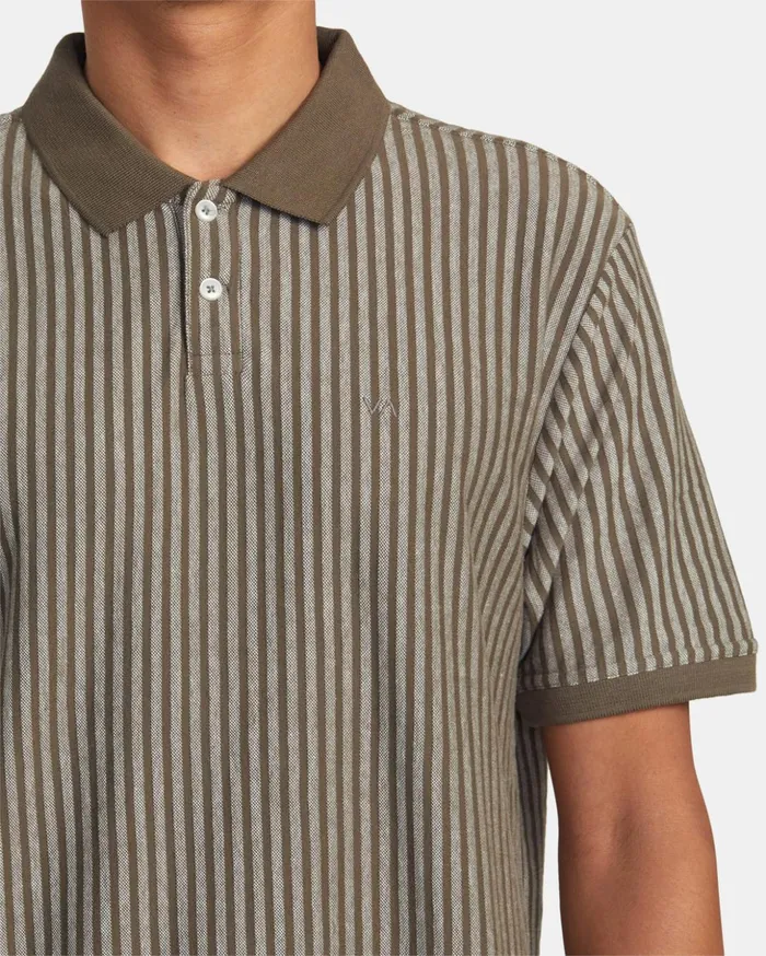 RVCA Short Sleeves Marco Polo Short Sleeve Polo Shirt Mushroom 8211 Men