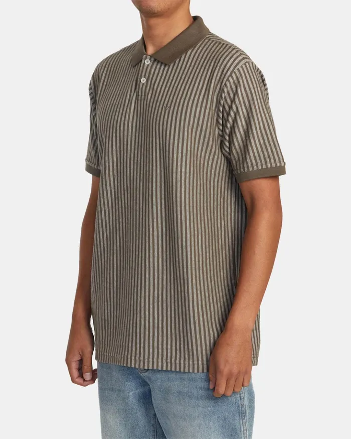 RVCA Short Sleeves Marco Polo Short Sleeve Polo Shirt Mushroom 8211 Men