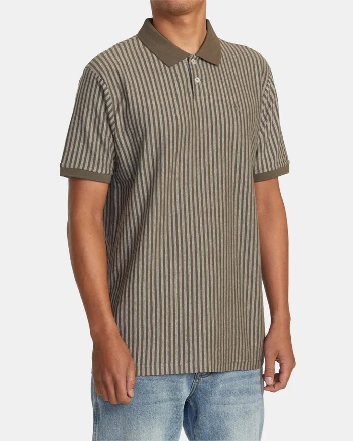 RVCA Short Sleeves Marco Polo Short Sleeve Polo Shirt Mushroom 8211 Men