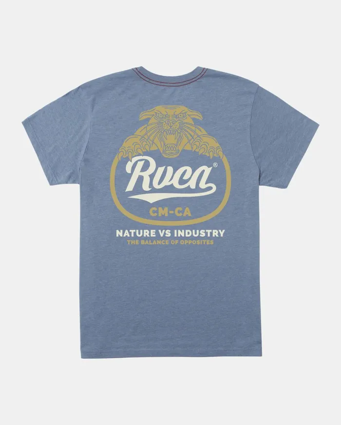 RVCA Short Sleeves Pantero TShirt Industrial Blue 8211 Men