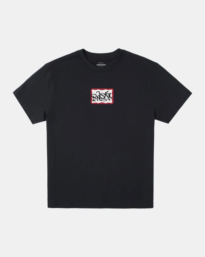 RVCA Short Sleeves RVCA Tag TShirt Black 8211 Men