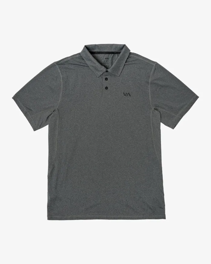 RVCA Short Sleeves VA Sport Vent Technical Polo Shirt Charcoal 8211 Men