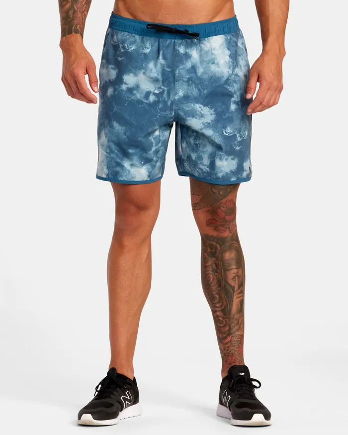 RVCA Shorts Hybrids Yogger Hybrid Elastic Waist Athletic Shorts 17034 Teal Tie Dye 8211 Men RVCA Shorts Hybrids Yogger Hybrid Elastic Waist Athletic Shorts 17034 Teal Tie Dye 8211 Men
