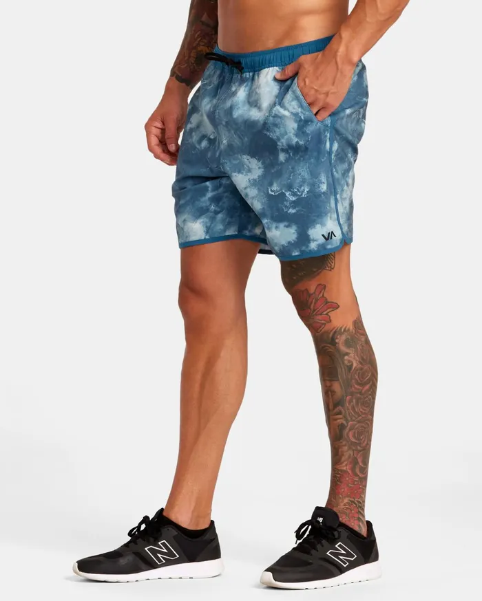RVCA Shorts Hybrids Yogger Hybrid Elastic Waist Athletic Shorts 17034 Teal Tie Dye 8211 Men RVCA Shorts Hybrids Yogger Hybrid Elastic Waist Athletic Shorts 17034 Teal Tie Dye 8211 Men