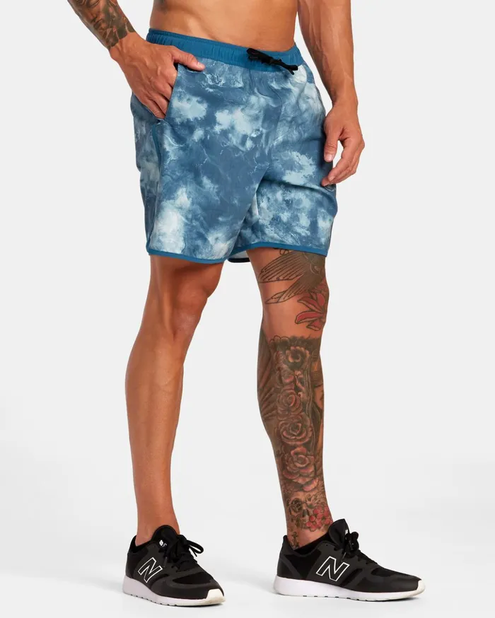 RVCA Shorts Hybrids Yogger Hybrid Elastic Waist Athletic Shorts 17034 Teal Tie Dye 8211 Men RVCA Shorts Hybrids Yogger Hybrid Elastic Waist Athletic Shorts 17034 Teal Tie Dye 8211 Men