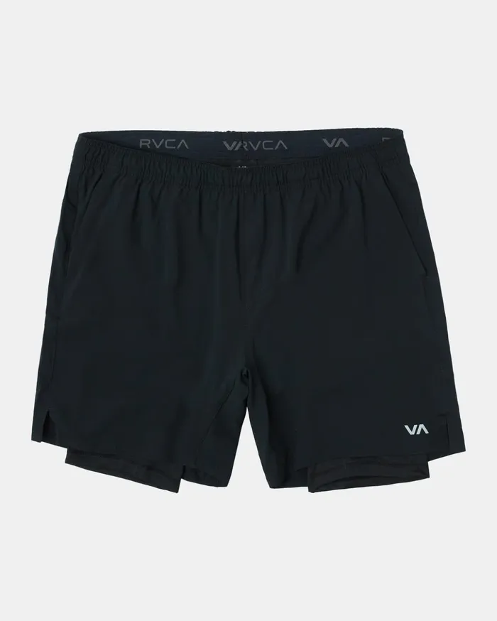RVCA Shorts Hybrids Yogger Train 2In1 Elastic Waist Workout Shorts 17034 Black Multi 8211 Men