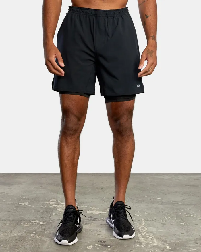 RVCA Shorts Hybrids Yogger Train 2In1 Elastic Waist Workout Shorts 17034 Black Multi 8211 Men