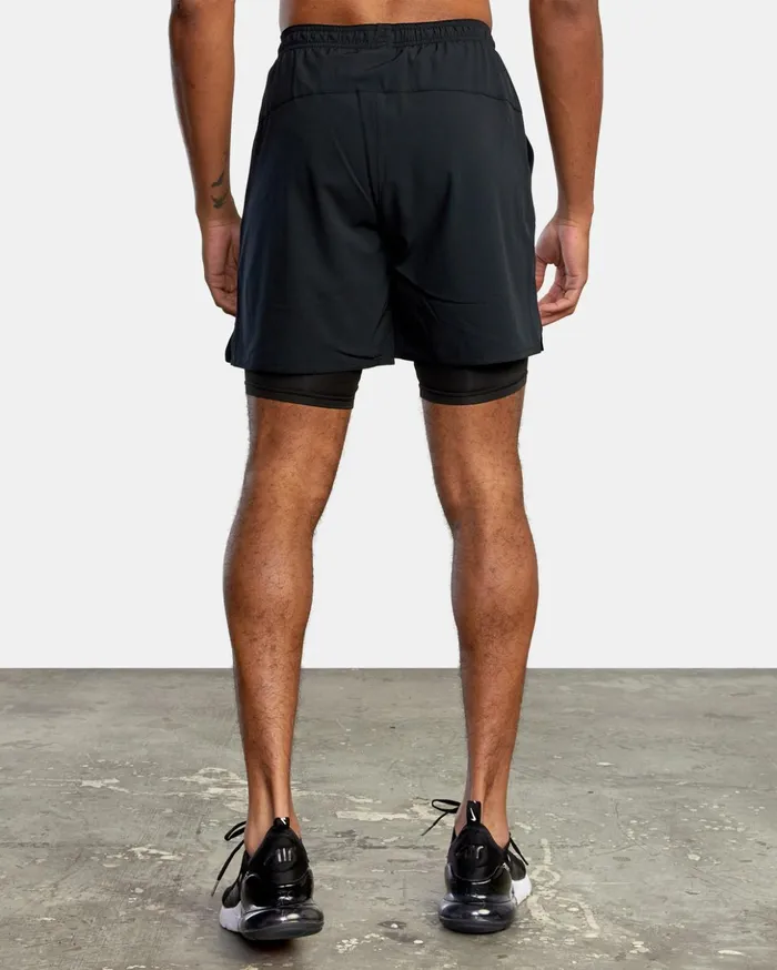 RVCA Shorts Hybrids Yogger Train 2In1 Elastic Waist Workout Shorts 17034 Black Multi 8211 Men