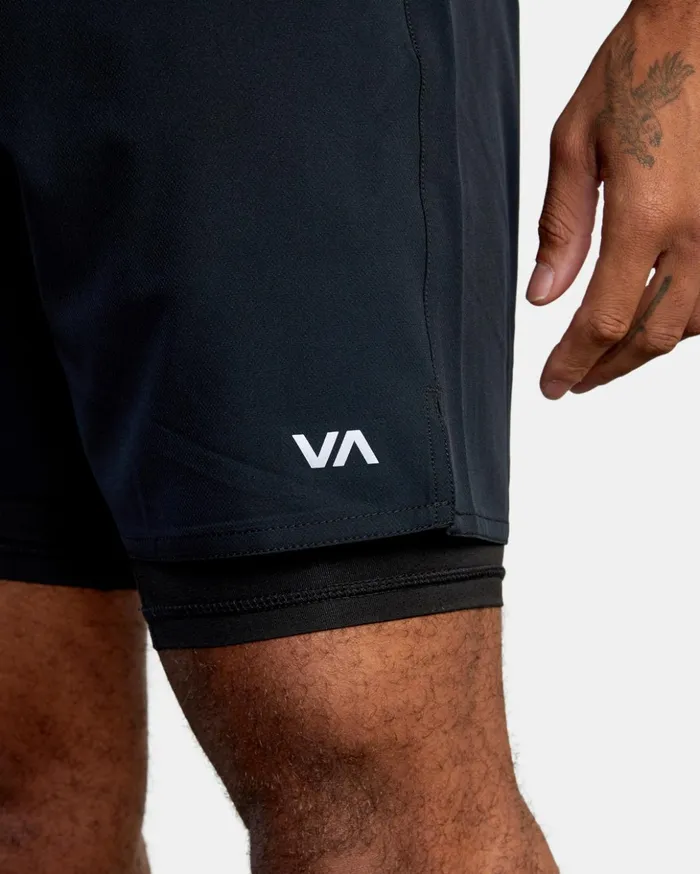 RVCA Shorts Hybrids Yogger Train 2In1 Elastic Waist Workout Shorts 17034 Black Multi 8211 Men