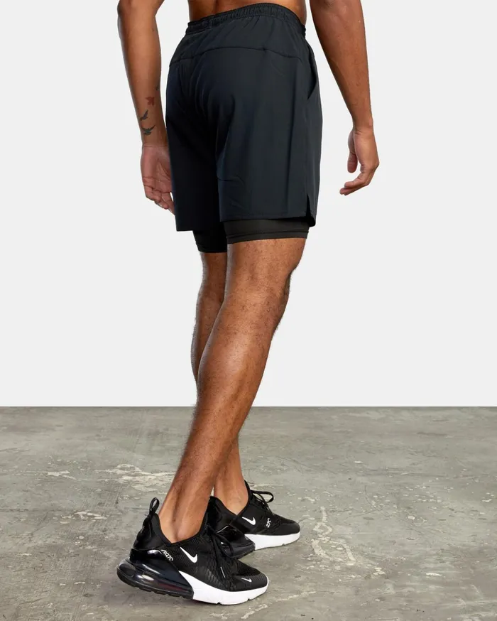 RVCA Shorts Hybrids Yogger Train 2In1 Elastic Waist Workout Shorts 17034 Black Multi 8211 Men