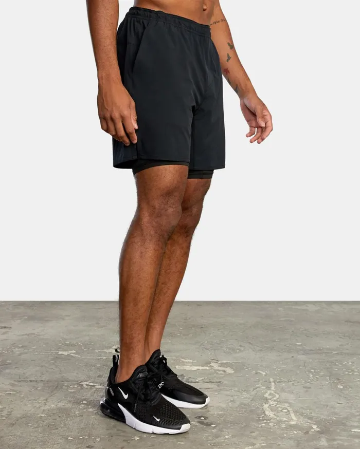 RVCA Shorts Hybrids Yogger Train 2In1 Elastic Waist Workout Shorts 17034 Black Multi 8211 Men