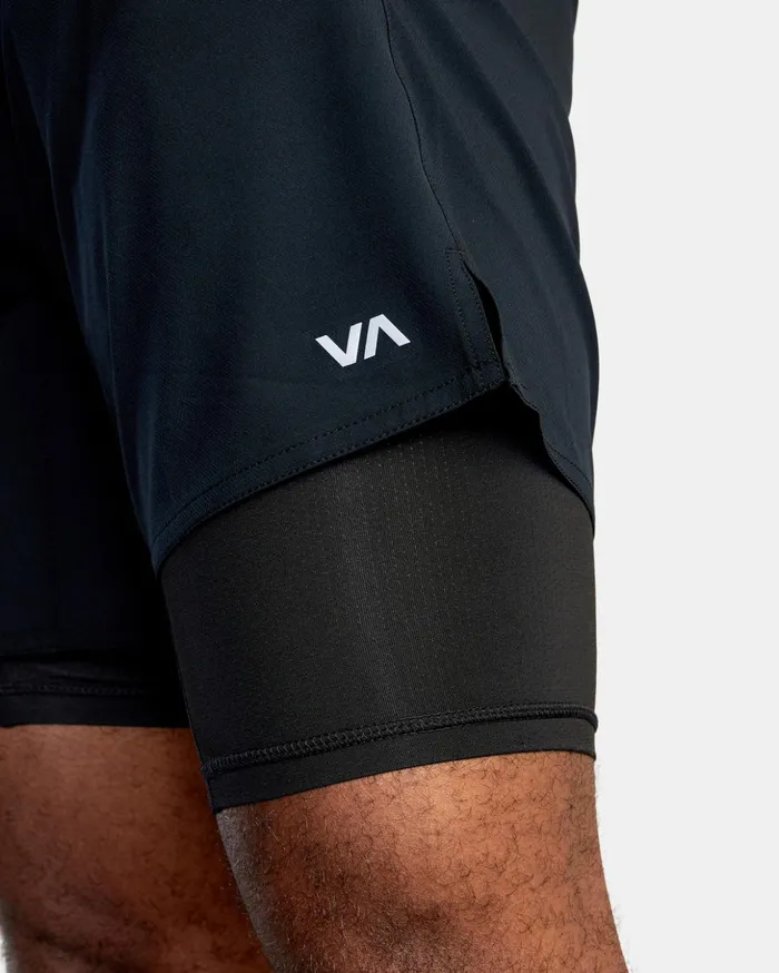 RVCA Shorts Hybrids Yogger Train 2In1 Elastic Waist Workout Shorts 17034 Black Multi 8211 Men