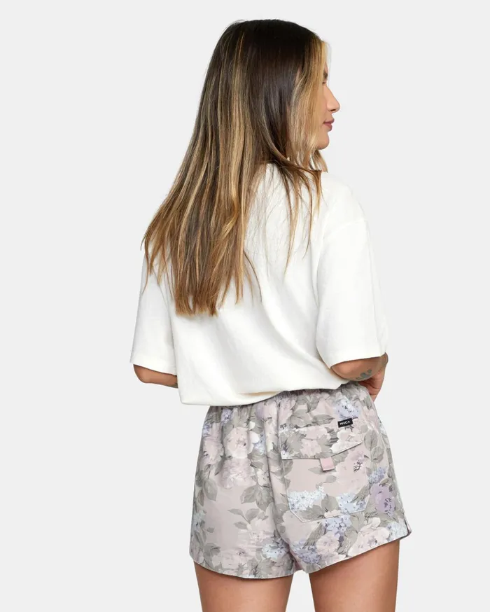 RVCA Shorts Skirts Camp Sawyer Elastic Waist Shorts Oatmeal 8211 Women