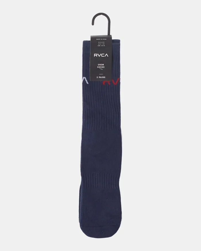 RVCA Socks 2 Pack Basic Logo Crew Socks Navy 8211 Men