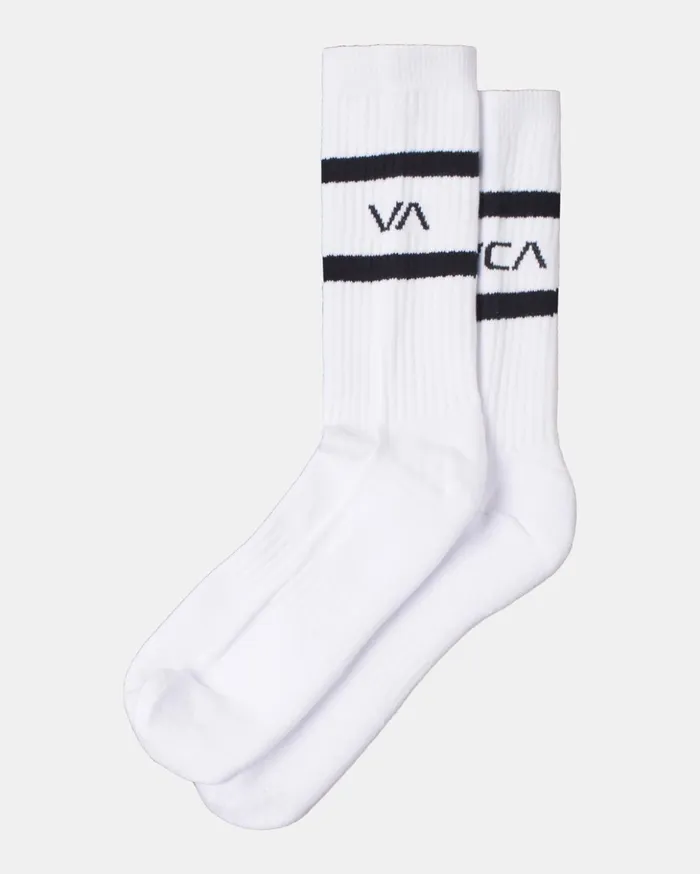 RVCA Socks 2 Pack Striped Crew Socks White 8211 Men
