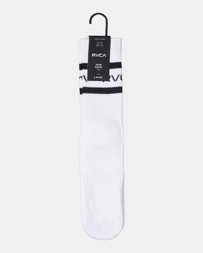 RVCA Socks 2 Pack Striped Crew Socks White 8211 Men