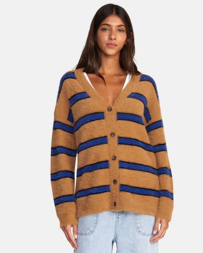 RVCA Sweaters Here We Are Cardigan Sweater Tobacco 8211 Women