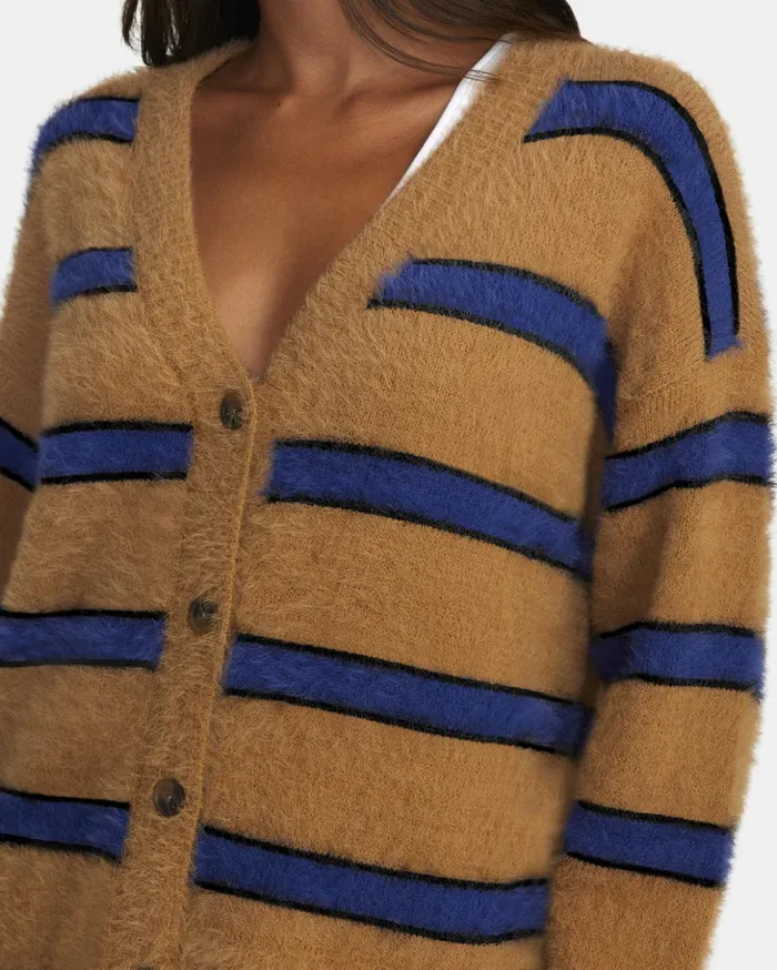 RVCA Sweaters Here We Are Cardigan Sweater Tobacco 8211 Women