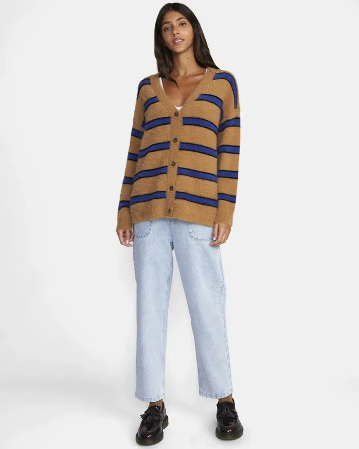 RVCA Sweaters Here We Are Cardigan Sweater Tobacco 8211 Women