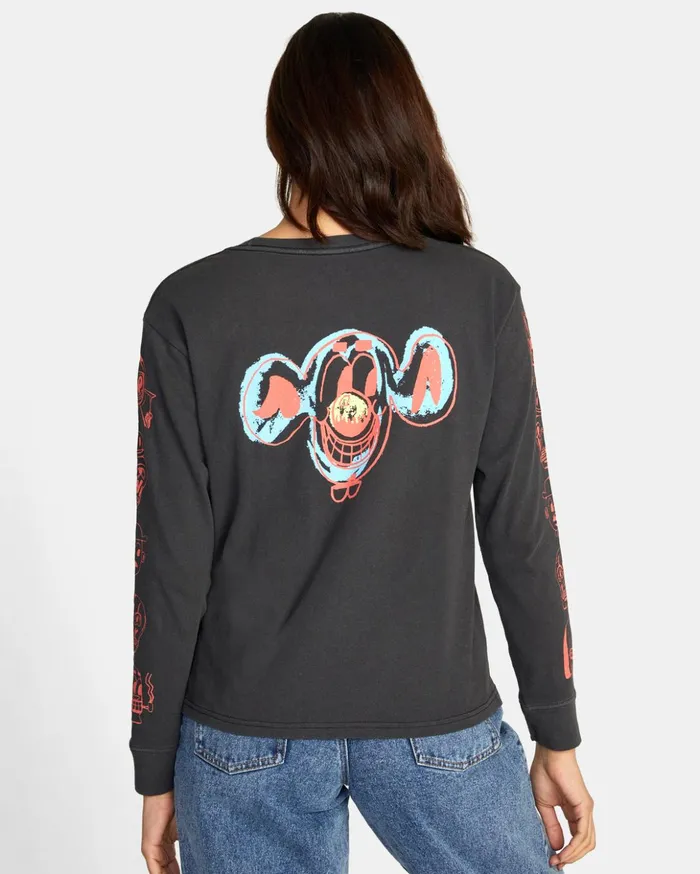 RVCA Tees Tanks Dmote Gang Long Sleeve Tee Rvca Black 8211 Women