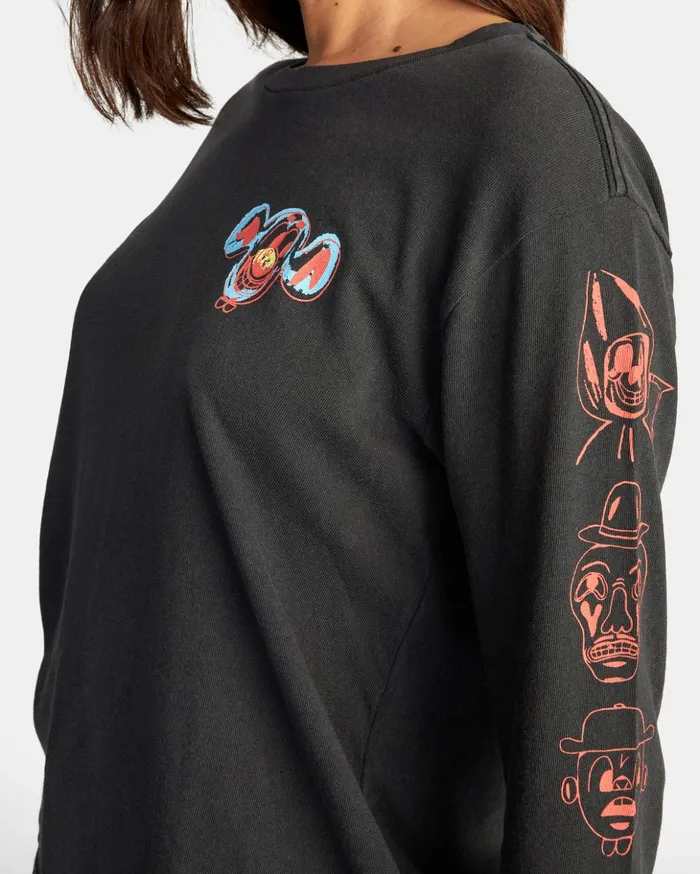 RVCA Tees Tanks Dmote Gang Long Sleeve Tee Rvca Black 8211 Women