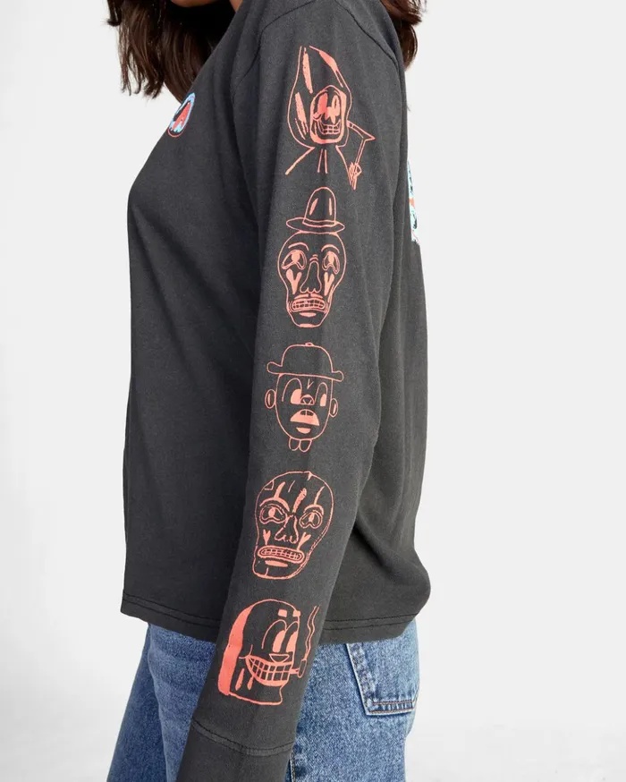 RVCA Tees Tanks Dmote Gang Long Sleeve Tee Rvca Black 8211 Women