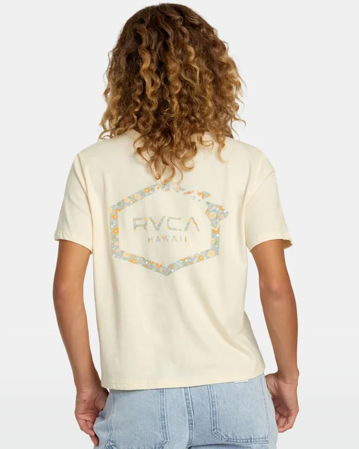 RVCA Tees Tanks Hawaii Hex Tee Cream 8211 Women