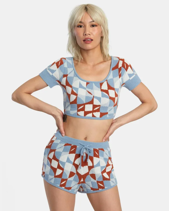 RVCA Tops Geode Knitted Crop Top Sandlewood 8211 Women
