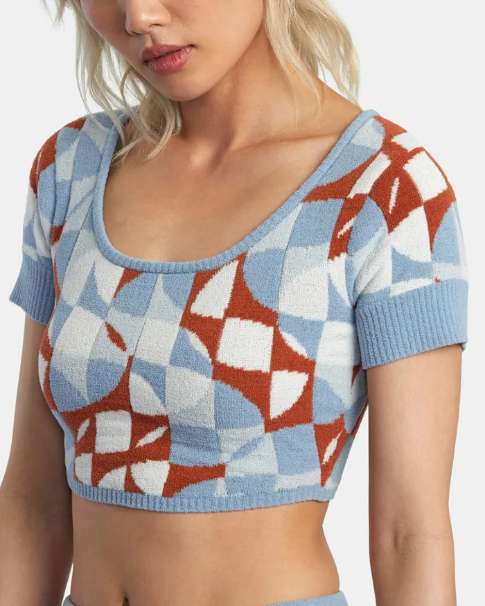 RVCA Tops Geode Knitted Crop Top Sandlewood 8211 Women
