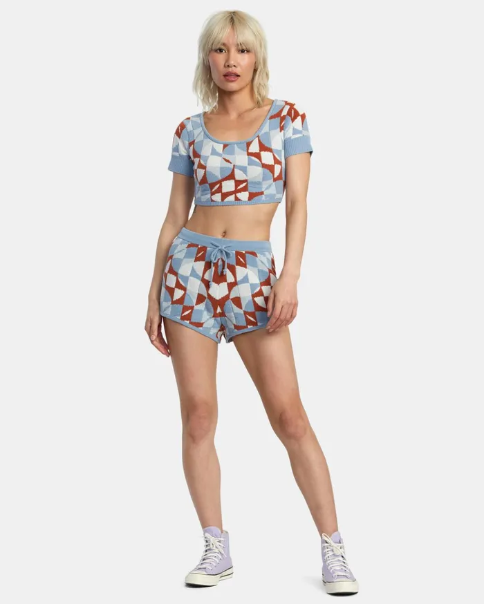 RVCA Tops Geode Knitted Crop Top Sandlewood 8211 Women
